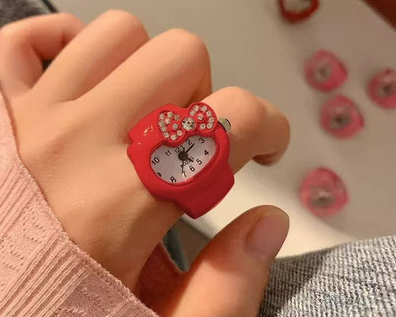 Red Cute Kitten Watch Ring